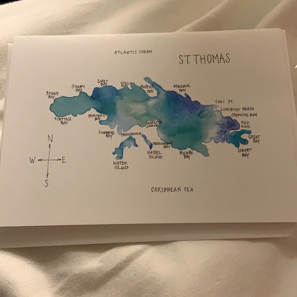 (5) Watercolor Map Series Greeting Cards